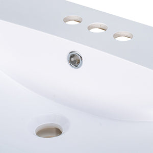 English Elm 24" Ceramic Vanity Top - White Rectangular Undermount Sink, Center Bowl, 4" Faucet, Modern Edge WF287736AAK
