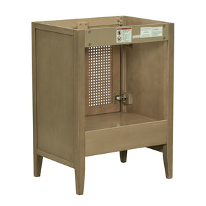 English Elm 24" Natural Rattan Bathroom Vanity Base with Drawer & Doors, Solid Acacia Frame, MDF, 150lb Capacity WF297609AAD