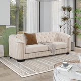 English Elm Modern 3-Piece Sofa Sets With Rubber Wood Legs,Velvet Upholstered Couches Sets Including Three Seat Sofa, Loveseat and Single Chair For Living Room Furniture Set,Beige