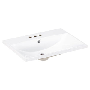 English Elm 24" Ceramic Vanity Top - White Rectangular Undermount Sink, Center Bowl, 4" Faucet, Modern Edge WF287736AAK