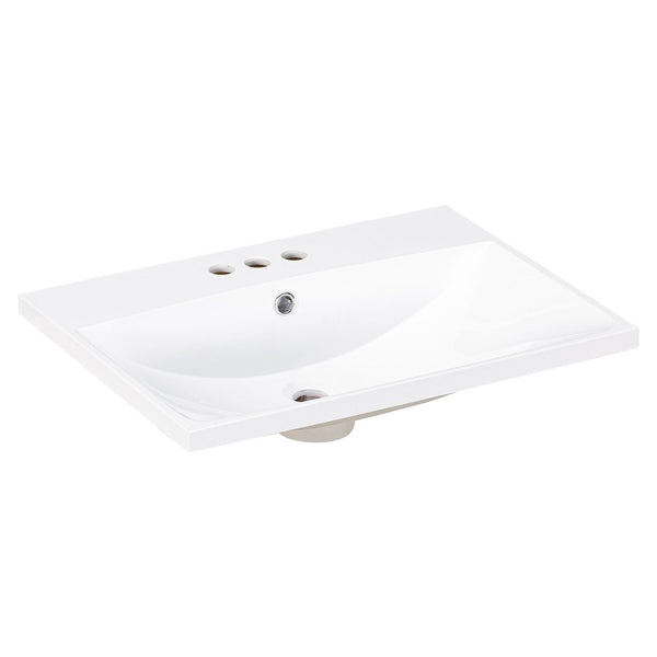 English Elm 24" Ceramic Vanity Top - White Rectangular Undermount Sink, Center Bowl, 4" Faucet, Modern Edge WF287736AAK