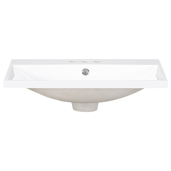English Elm 24" Ceramic Vanity Top - White Rectangular Undermount Sink, Center Bowl, 4" Faucet, Modern Edge WF287736AAK