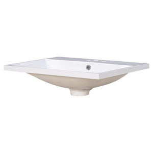 English Elm 24" Ceramic Vanity Top - White Rectangular Undermount Sink, Center Bowl, 4" Faucet, Modern Edge WF287736AAK