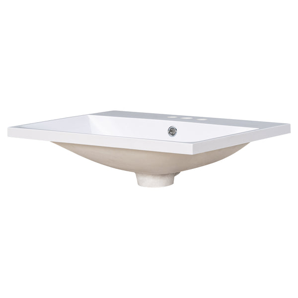 English Elm 24" Ceramic Vanity Top - White Rectangular Undermount Sink, Center Bowl, 4" Faucet, Modern Edge WF287736AAK