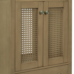 English Elm 24" Natural Rattan Bathroom Vanity Base with Drawer & Doors, Solid Acacia Frame, MDF, 150lb Capacity WF297609AAD