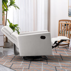 English Elm Modern Upholstered Rocker Nursery Chair with 360° Swivel Glider, Plush High Back, Silent Power Recline Beige 29.33 L x 25.79 W x 23.7 H PP297876AAA