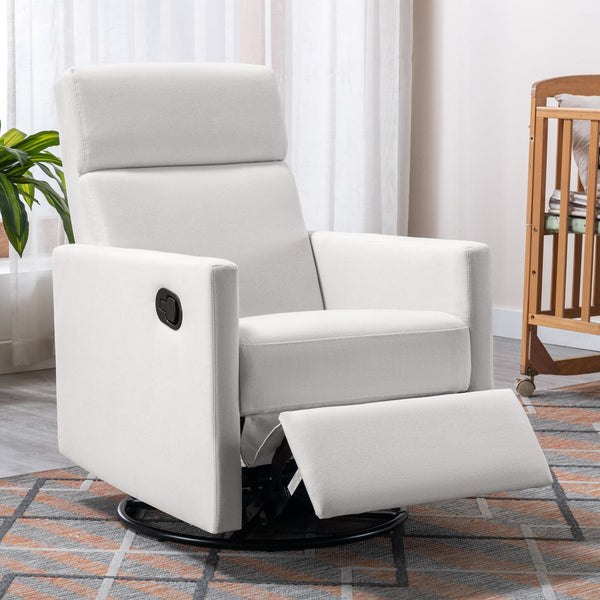 English Elm Modern Upholstered Rocker Nursery Chair with 360° Swivel Glider, Plush High Back, Silent Power Recline Beige 29.33 L x 25.79 W x 23.7 H PP297876AAA