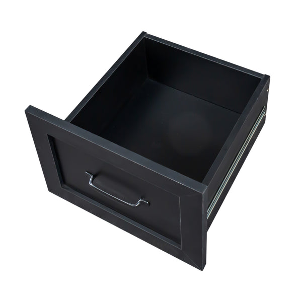 English Elm Home Office Computer Desk with Hutch, Antiqued Finish, Spacious Storage, Waterproof Scratchproof Surface Black W331S00116