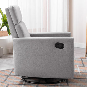 English Elm Modern Upholstered Rocker Nursery Chair with 360° Swivel Glider, Plush High Back, Silent Power Recline Gray 29.33 L x 25.79 W x 23.7 H PP297876AAE
