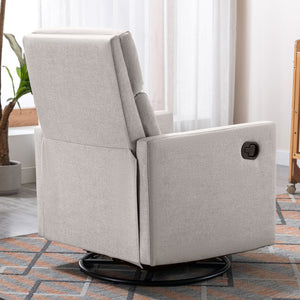 English Elm Modern Upholstered Rocker Nursery Chair with 360° Swivel Glider, Plush High Back, Silent Power Recline Tan 29.33 L x 25.79 W x 23.7 H PP297876AAT
