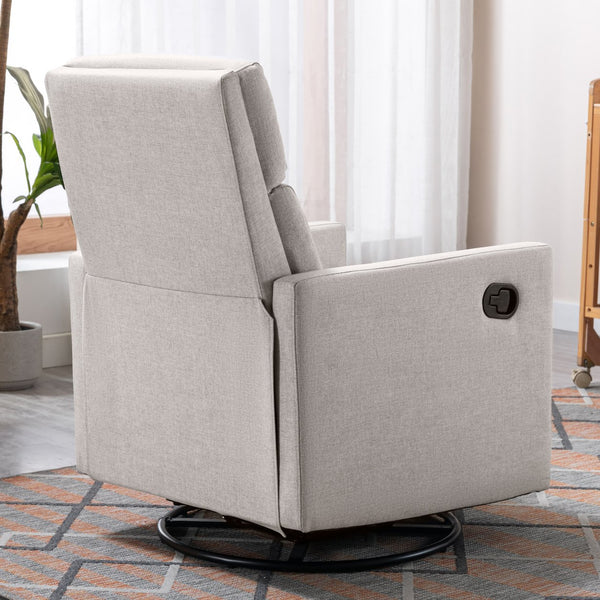 English Elm Modern Upholstered Rocker Nursery Chair with 360° Swivel Glider, Plush High Back, Silent Power Recline Tan 29.33 L x 25.79 W x 23.7 H PP297876AAT