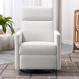 English Elm Modern Upholstered Rocker Nursery Chair with 360° Swivel Glider, Plush High Back, Silent Power Recline Beige 29.33 L x 25.79 W x 23.7 H PP297876AAA