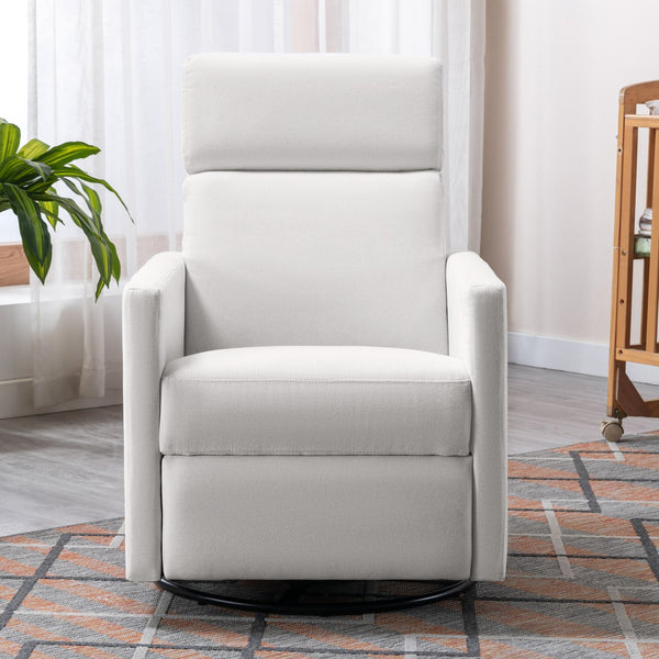 English Elm Modern Upholstered Rocker Nursery Chair with 360° Swivel Glider, Plush High Back, Silent Power Recline Beige 29.33 L x 25.79 W x 23.7 H PP297876AAA