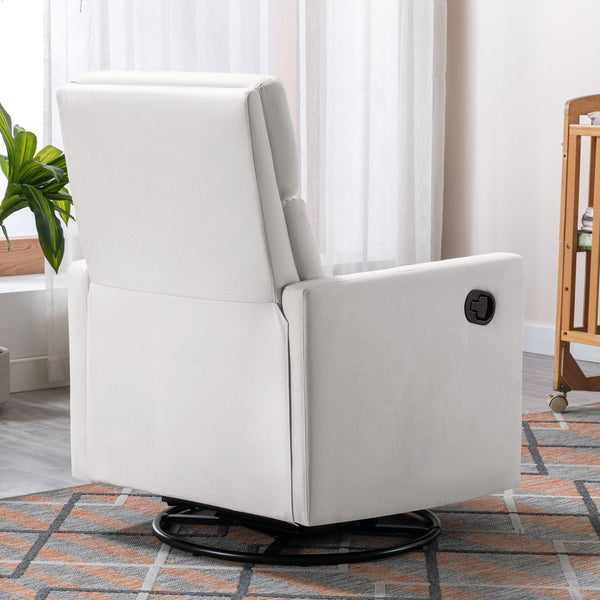 English Elm Modern Upholstered Rocker Nursery Chair with 360° Swivel Glider, Plush High Back, Silent Power Recline Beige 29.33 L x 25.79 W x 23.7 H PP297876AAA