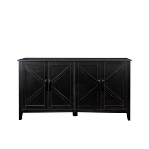 English Elm Cabinet 4-Door Sideboard with 4 Open Shelves, 59" Freestanding Storage Buffet for Living Room W33164270