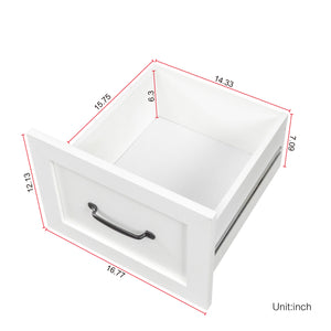 English Elm Home Office Computer Desk with Hutch, Antiqued Finish, Spacious Storage, Waterproof Scratchproof Surface White W331S00113