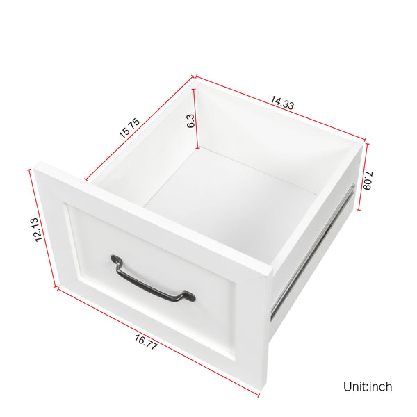 English Elm Home Office Computer Desk with Hutch, Antiqued Finish, Spacious Storage, Waterproof Scratchproof Surface White W331S00113