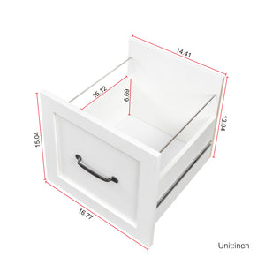 English Elm Home Office Computer Desk with Hutch, Antiqued Finish, Spacious Storage, Waterproof Scratchproof Surface White W331S00113