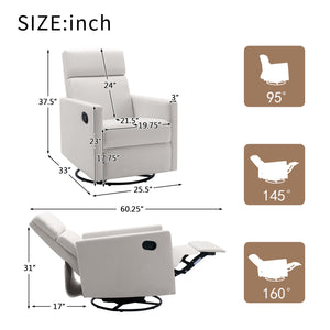 English Elm Modern Upholstered Rocker Nursery Chair with 360° Swivel Glider, Plush High Back, Silent Power Recline Beige 29.33 L x 25.79 W x 23.7 H PP297876AAA