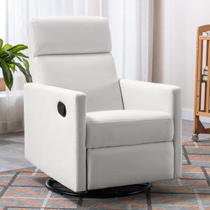 English Elm Modern Upholstered Rocker Nursery Chair with 360° Swivel Glider, Plush High Back, Silent Power Recline Beige 29.33 L x 25.79 W x 23.7 H PP297876AAA