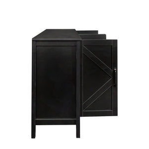 English Elm Cabinet 4-Door Sideboard with 4 Open Shelves, 59" Freestanding Storage Buffet for Living Room W33164270