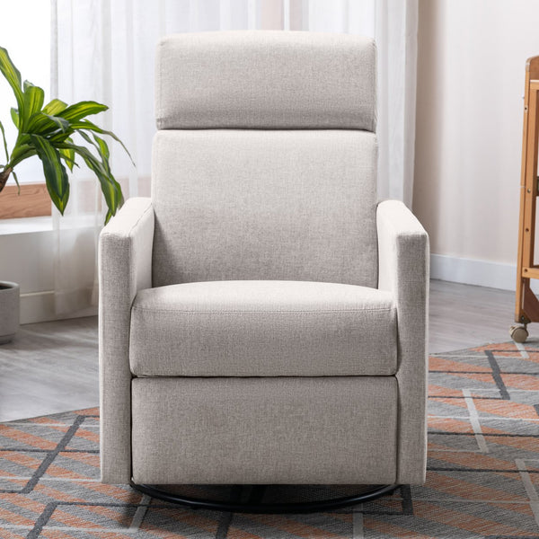 English Elm Modern Upholstered Rocker Nursery Chair with 360° Swivel Glider, Plush High Back, Silent Power Recline Tan 29.33 L x 25.79 W x 23.7 H PP297876AAT
