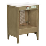 English Elm 24" Bathroom Vanity With Ceramic Basin, Rattan Bathroom Storage Cabinet With Two Doors and Drawer, Solid Frame, Natural (Old Sku: Jl000008Aad)