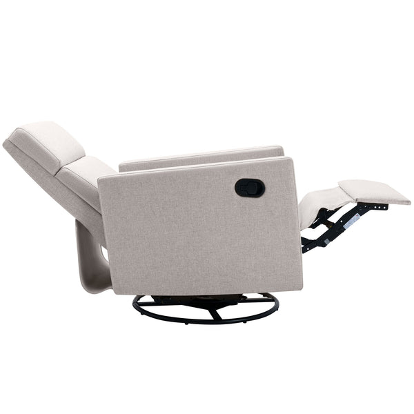 English Elm Modern Upholstered Rocker Nursery Chair with 360° Swivel Glider, Plush High Back, Silent Power Recline Tan 29.33 L x 25.79 W x 23.7 H PP297876AAT