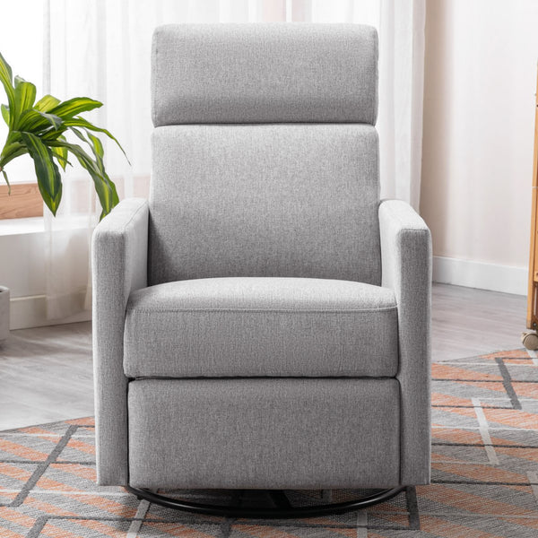 English Elm Modern Upholstered Rocker Nursery Chair with 360° Swivel Glider, Plush High Back, Silent Power Recline Gray 29.33 L x 25.79 W x 23.7 H PP297876AAE