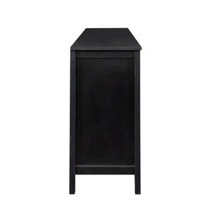 English Elm Cabinet 4-Door Sideboard with 4 Open Shelves, 59" Freestanding Storage Buffet for Living Room W33164270