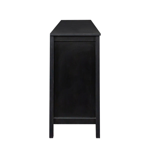 English Elm Cabinet 4-Door Sideboard with 4 Open Shelves, 59" Freestanding Storage Buffet for Living Room W33164270