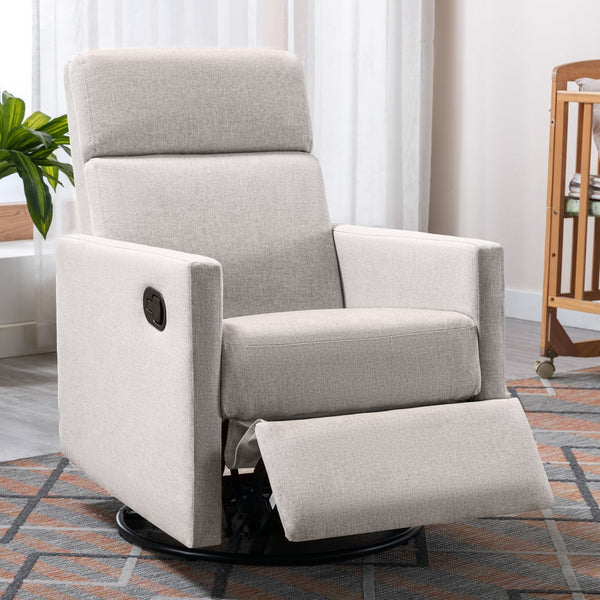 English Elm Modern Upholstered Rocker Nursery Chair with 360° Swivel Glider, Plush High Back, Silent Power Recline Tan 29.33 L x 25.79 W x 23.7 H PP297876AAT