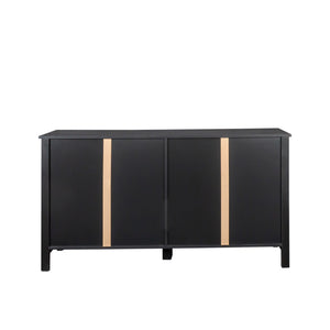 English Elm Cabinet 4-Door Sideboard with 4 Open Shelves, 59" Freestanding Storage Buffet for Living Room W33164270