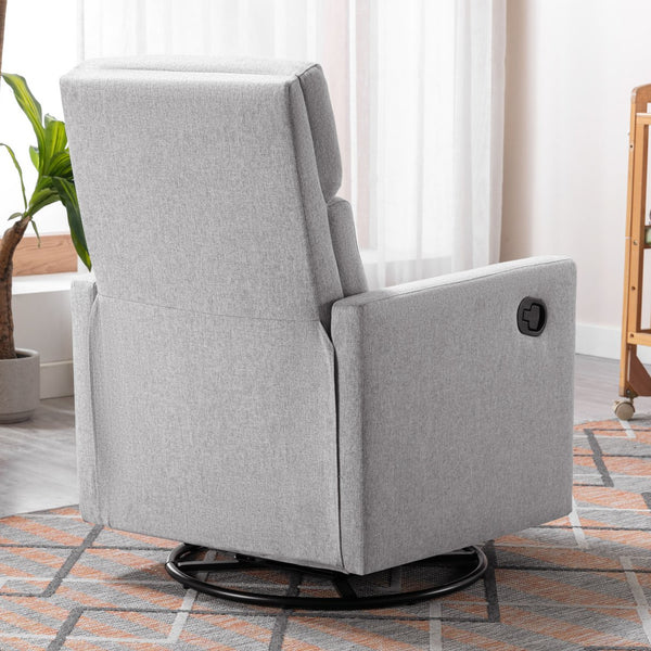 English Elm Modern Upholstered Rocker Nursery Chair with 360° Swivel Glider, Plush High Back, Silent Power Recline Gray 29.33 L x 25.79 W x 23.7 H PP297876AAE