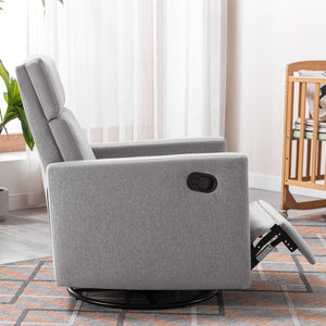 English Elm Modern Upholstered Rocker Nursery Chair with 360° Swivel Glider, Plush High Back, Silent Power Recline Gray 29.33 L x 25.79 W x 23.7 H PP297876AAE