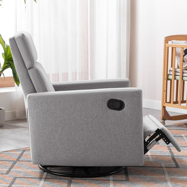 English Elm Modern Upholstered Rocker Nursery Chair with 360° Swivel Glider, Plush High Back, Silent Power Recline Gray 29.33 L x 25.79 W x 23.7 H PP297876AAE