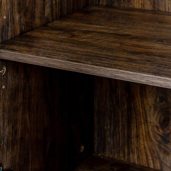 English Elm Cabinet 4-Door Sideboard with 4 Open Shelves, 59" Freestanding Storage Console for Living Room W33164271