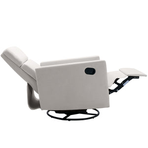 English Elm Modern Upholstered Rocker Nursery Chair with 360° Swivel Glider, Plush High Back, Silent Power Recline Beige 29.33 L x 25.79 W x 23.7 H PP297876AAA