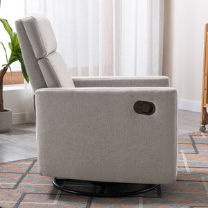 English Elm Modern Upholstered Rocker Nursery Chair with 360° Swivel Glider, Plush High Back, Silent Power Recline Tan 29.33 L x 25.79 W x 23.7 H PP297876AAT