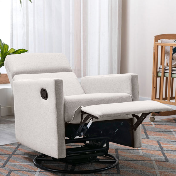 English Elm Modern Upholstered Rocker Nursery Chair with 360° Swivel Glider, Plush High Back, Silent Power Recline Tan 29.33 L x 25.79 W x 23.7 H PP297876AAT