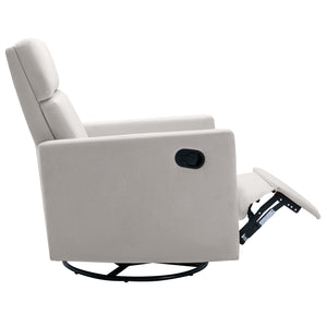 English Elm Modern Upholstered Rocker Nursery Chair with 360° Swivel Glider, Plush High Back, Silent Power Recline Beige 29.33 L x 25.79 W x 23.7 H PP297876AAA
