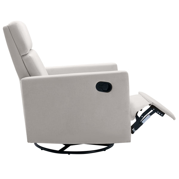 English Elm Modern Upholstered Rocker Nursery Chair with 360° Swivel Glider, Plush High Back, Silent Power Recline Beige 29.33 L x 25.79 W x 23.7 H PP297876AAA