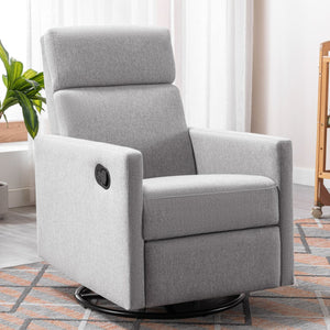 English Elm Modern Upholstered Rocker Nursery Chair with 360° Swivel Glider, Plush High Back, Silent Power Recline Gray 29.33 L x 25.79 W x 23.7 H PP297876AAE