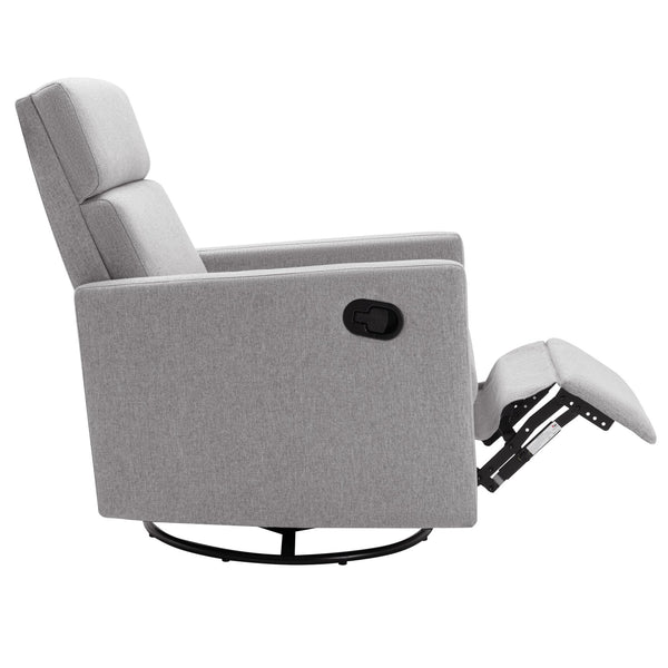 English Elm Modern Upholstered Rocker Nursery Chair with 360° Swivel Glider, Plush High Back, Silent Power Recline Gray 29.33 L x 25.79 W x 23.7 H PP297876AAE