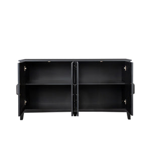 English Elm Cabinet 4-Door Sideboard with 4 Open Shelves, 59" Freestanding Storage Buffet for Living Room W33164270