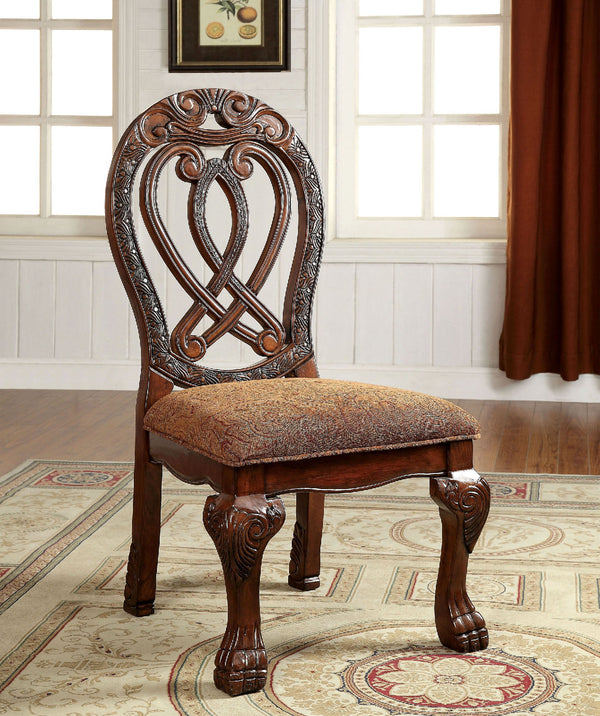 English Elm Formal Majestic Traditional Dining Chairs with Intricate Carvings, Solid Wood Lion Claw Feet Set of 2 Cherry 48.3 L x 23.3 W x 14 H B01170341