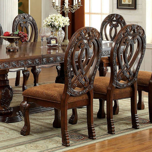 English Elm Formal Majestic Traditional Dining Chairs with Intricate Carvings, Solid Wood Lion Claw Feet Set of 2 Cherry 48.3 L x 23.3 W x 14 H B01170341