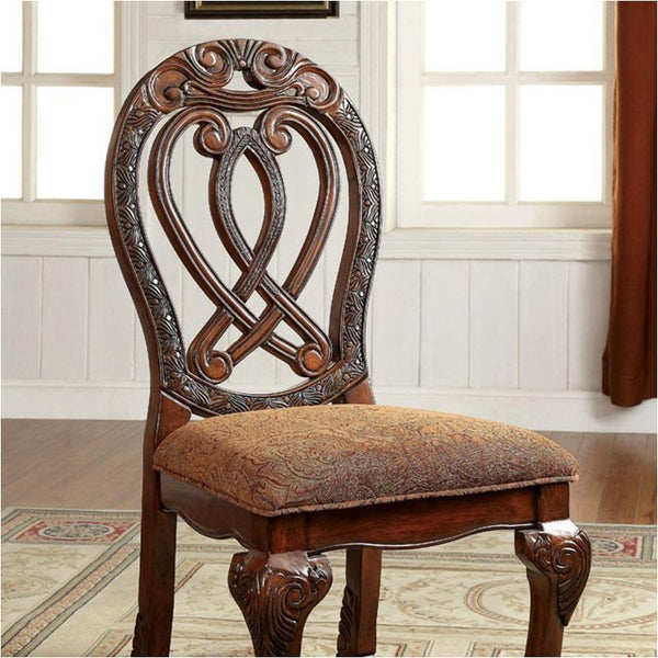 English Elm Formal Majestic Traditional Dining Chairs with Intricate Carvings, Solid Wood Lion Claw Feet Set of 2 Cherry 48.3 L x 23.3 W x 14 H B01170341
