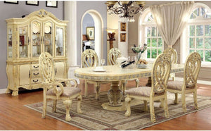 English Elm Formal Majestic Traditional Dining Chairs with Intricate Carvings, Solid Wood Lion Claw Feet Set of 2 Antique White 48.3 L x 23.3 W x 14 H B01170342