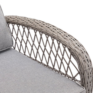 English Elm 3 Pieces Outdoor Swivel Rocker Patio Chairs Set with 360° Recline, Thick Cushions & Tempered Table Grey W640142357